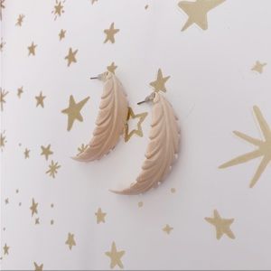 Light Pink Metal Feather Hoop Earrings